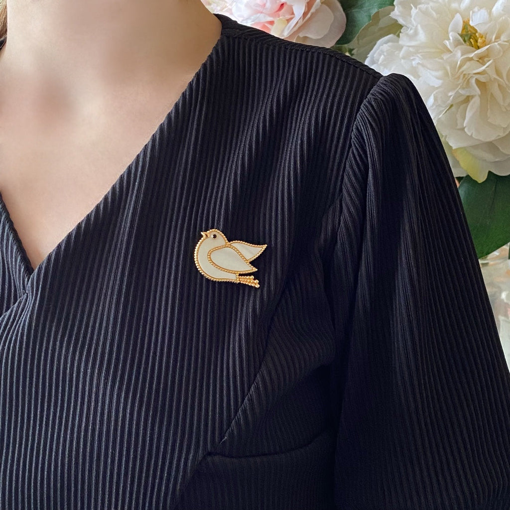 18K Van Cleef & Arpels Lucky Animals Dove Clip Brooch