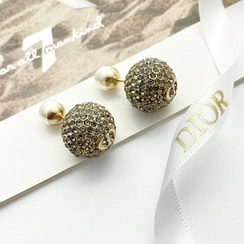 18K Dior Diamond & Pearl Gold Earrings