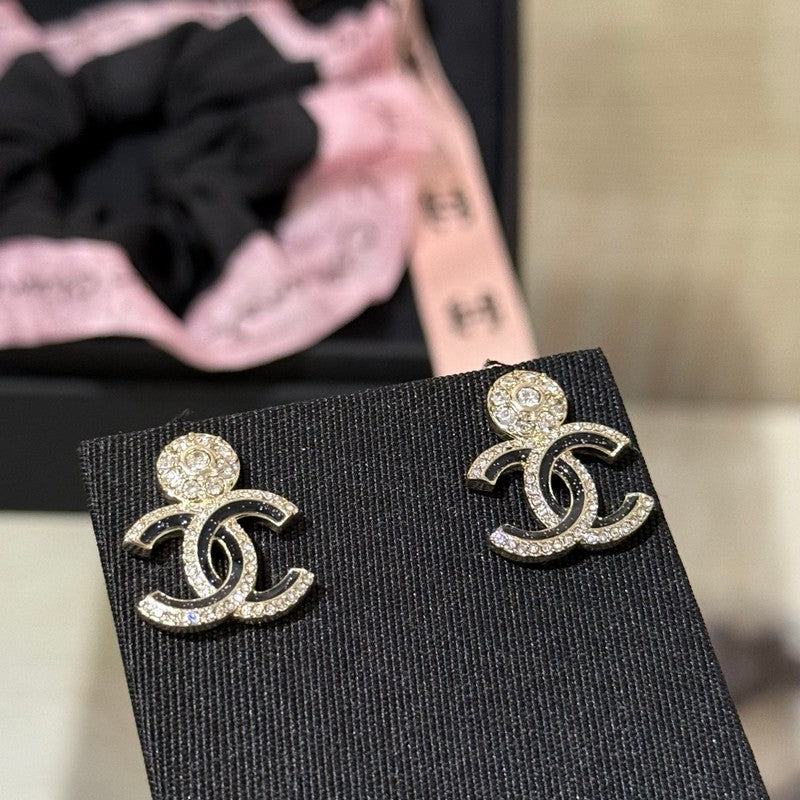 18K Chanel Black Diamond Earrings