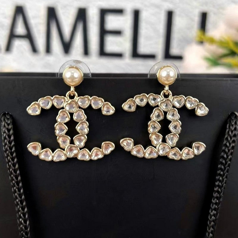 18K Chanel 25B Crystal Small Heart Earrings