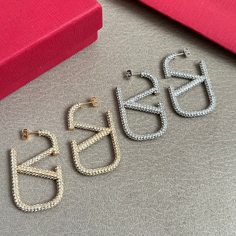 18K Valentino Vlogo Diamond Earrings