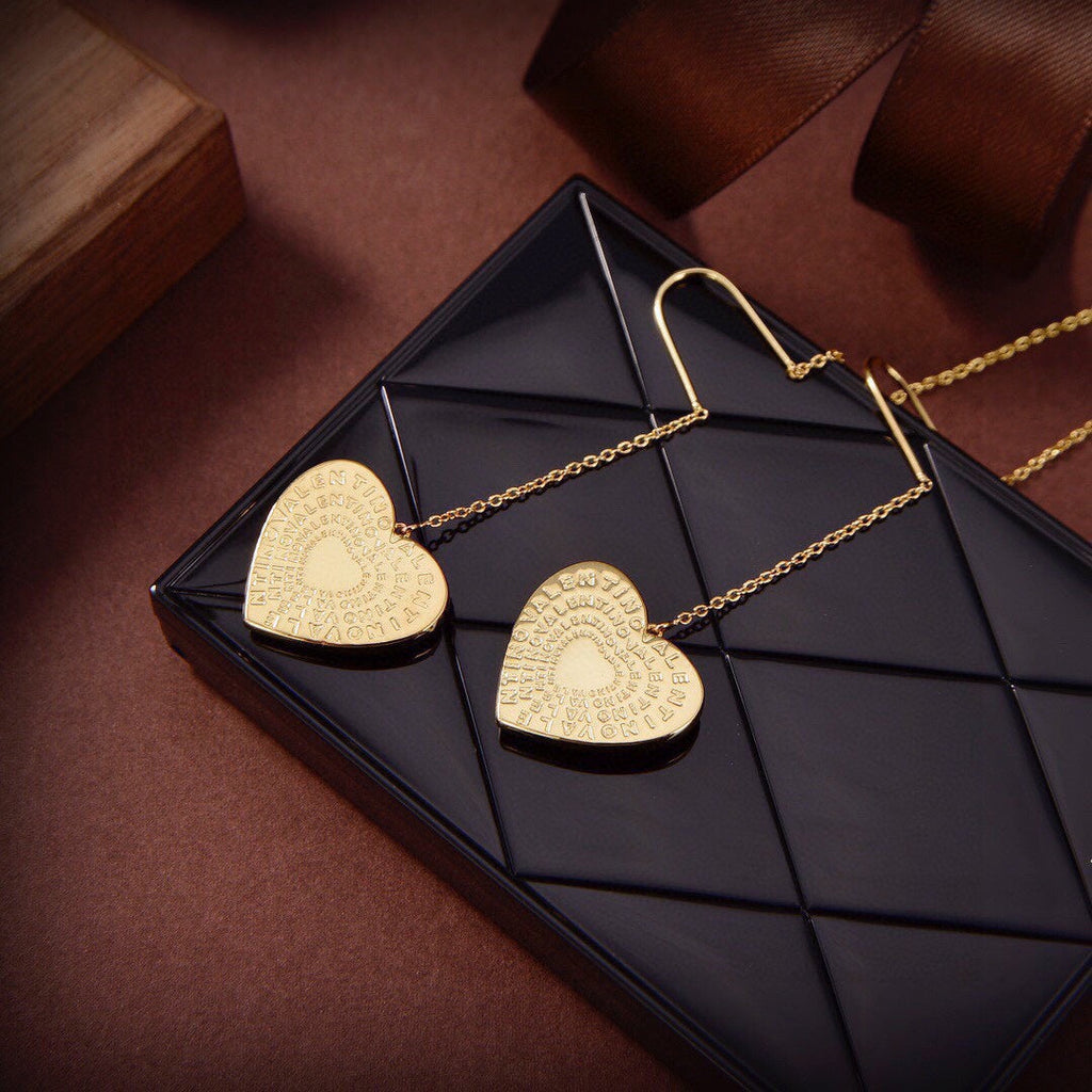 18K Valentino Vlogo Red Heart Earrings