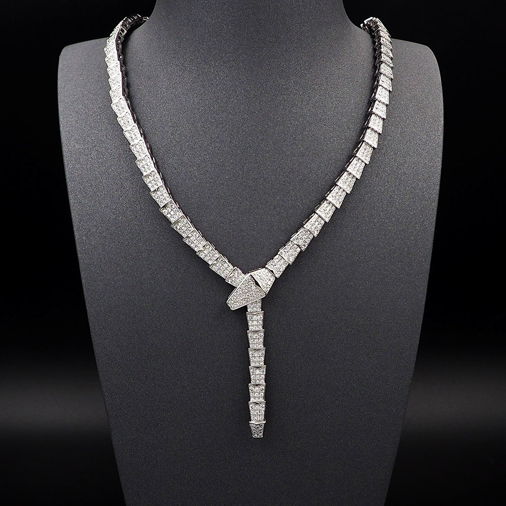 18K BVLGARI BV Serpenti Viper Full Pave Diamonds Necklace