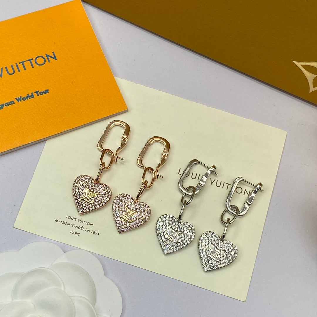 18K Louis Vuitton Diamond Heart Earrings