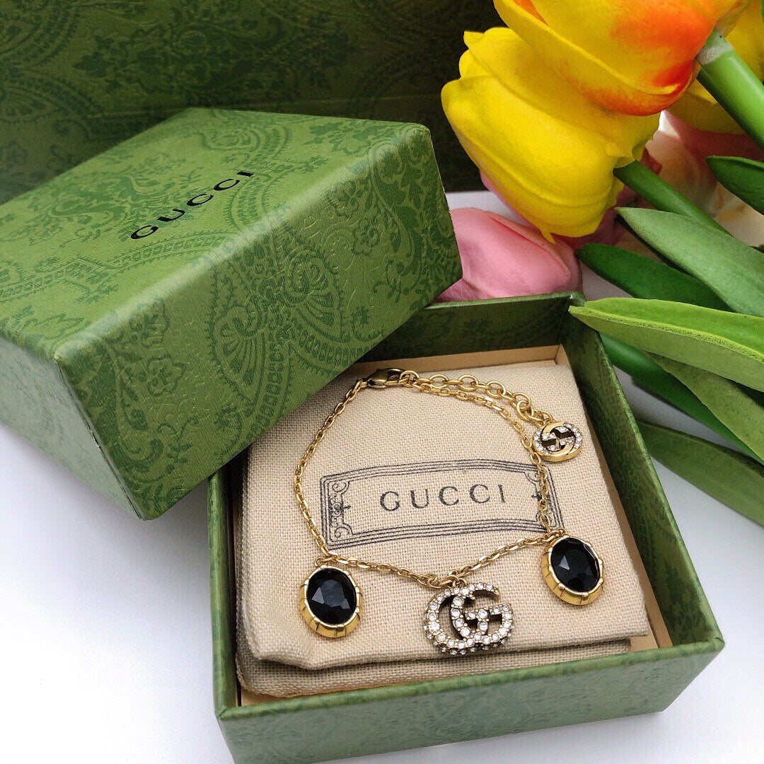 18K Gucci Black Stones Bracelet