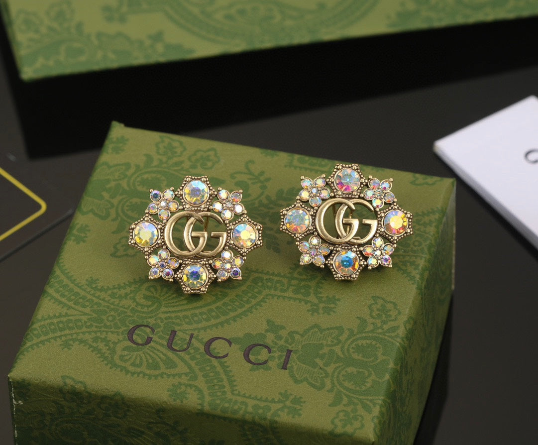 18K Gucci Blue Flowers Earrings