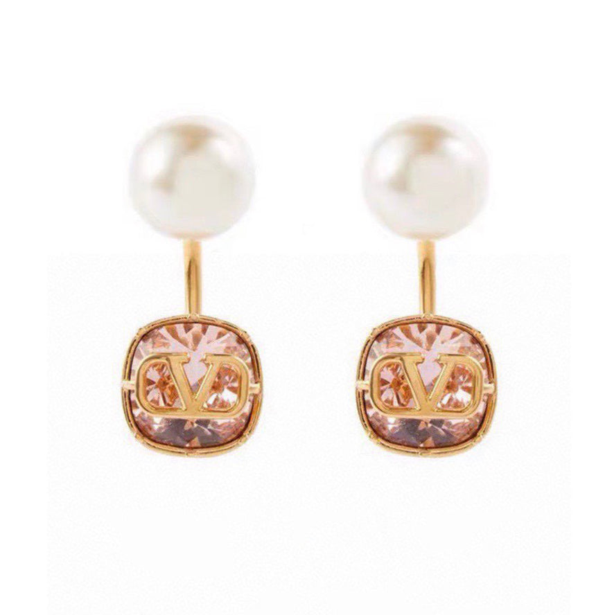 18K Valentino Vlogo Crystal Earrings
