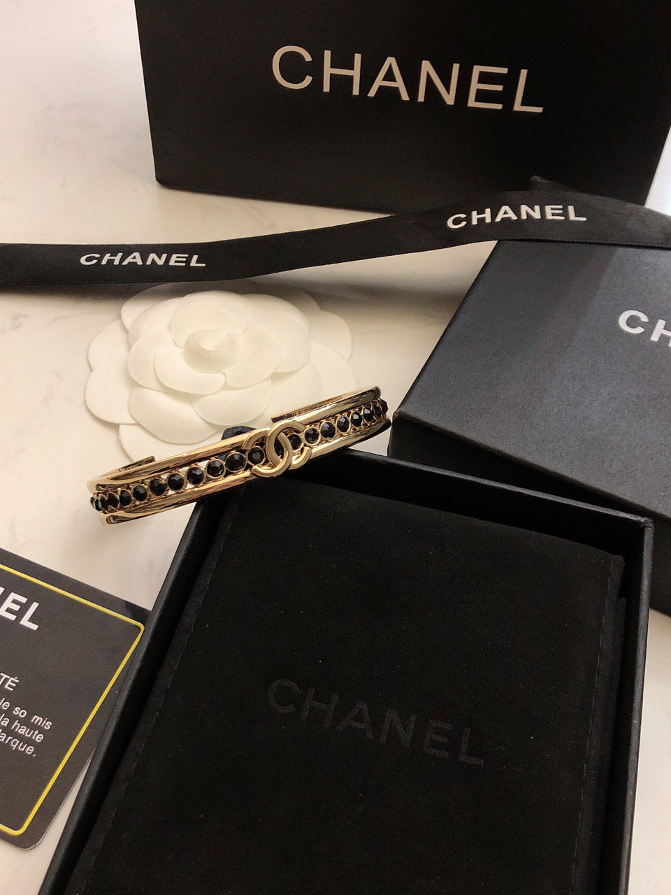 18K Chanel Crystal Open Cuff Bracelet