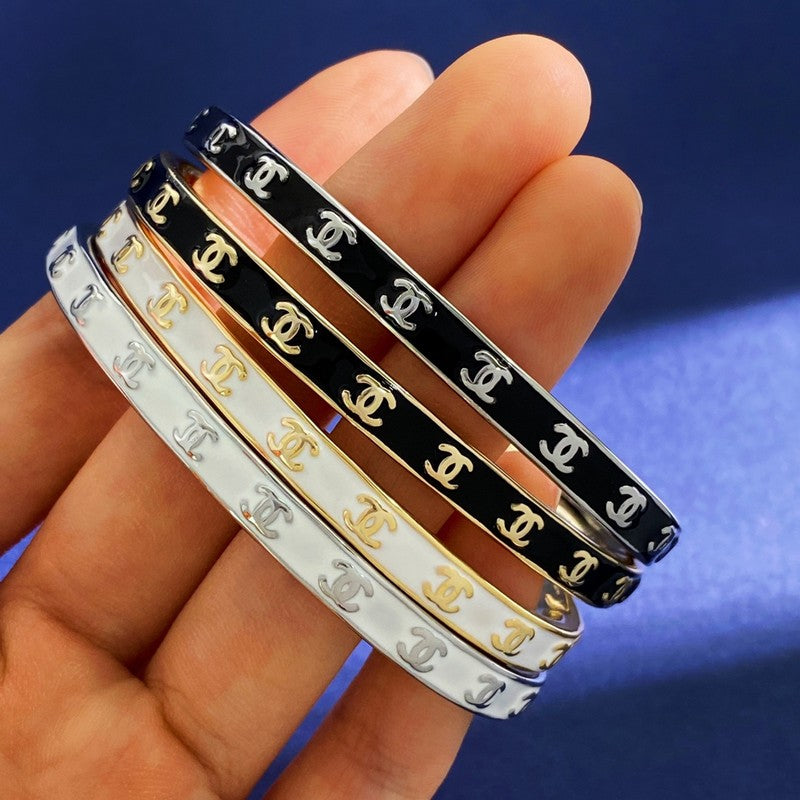 18K Chanel Black & White Open Cuff Bracelet