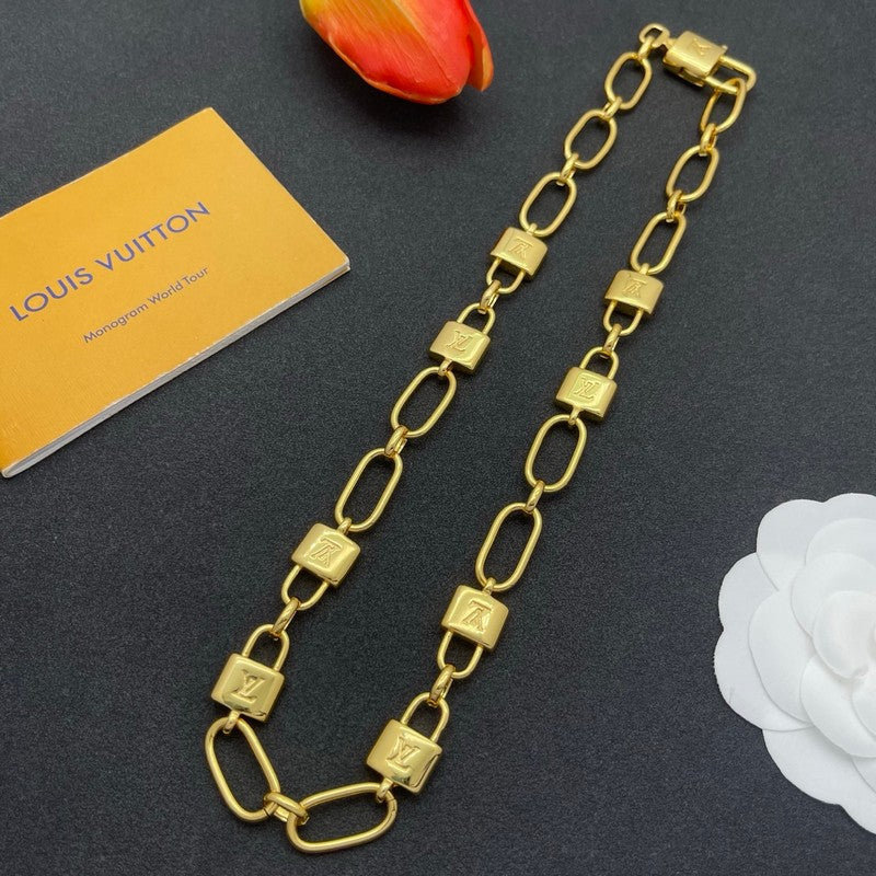 18K Louis Vuitton Lock Gold Chain Necklace