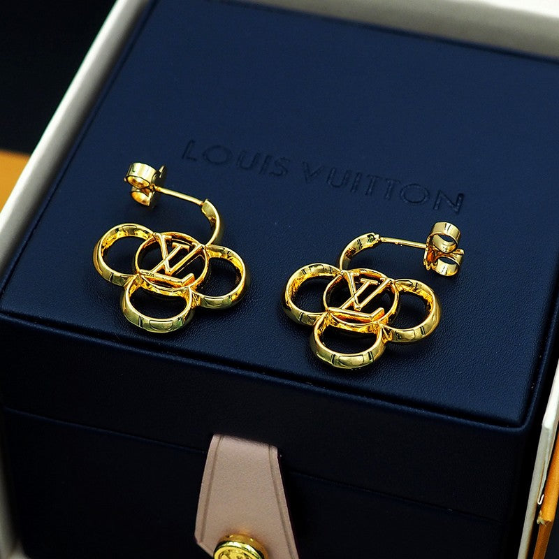 18K Louis Vuitton Hollow Gold Earrings