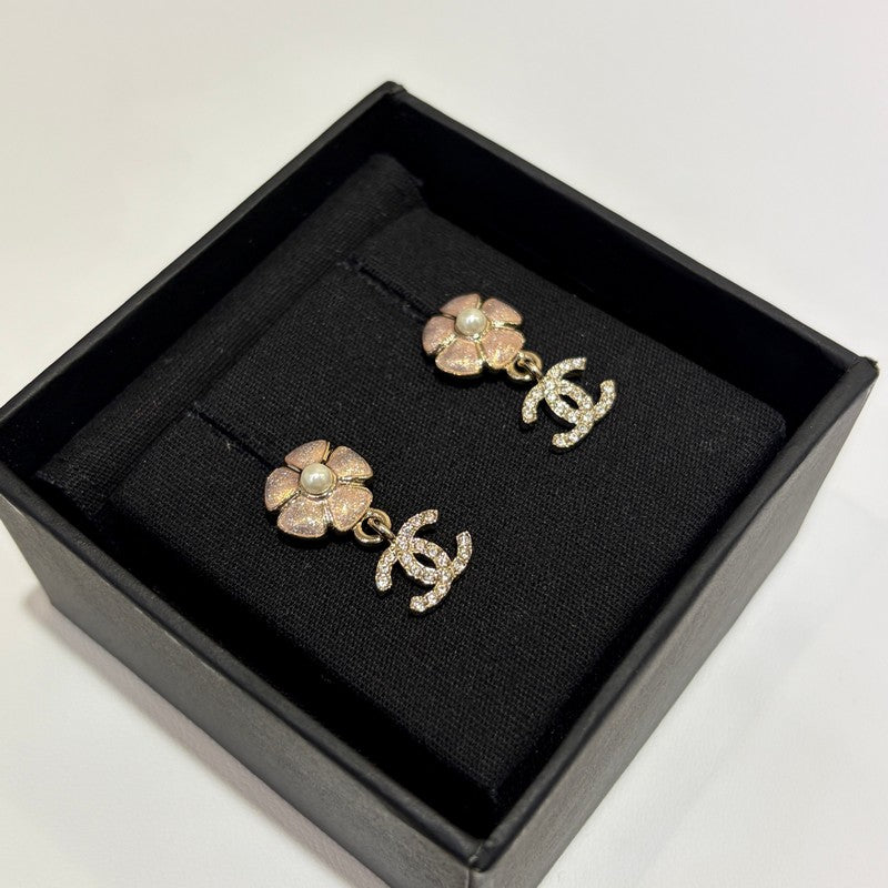 18K Chanel 26C Pink Camellia Earrings