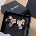 18K Chanel 25K Black & Pink Crystal Earrings