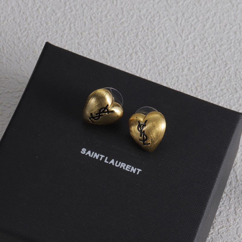 18K YSL Heart Gold Earrings
