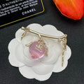 18K Chanel Pink Crystal Heart Brooch