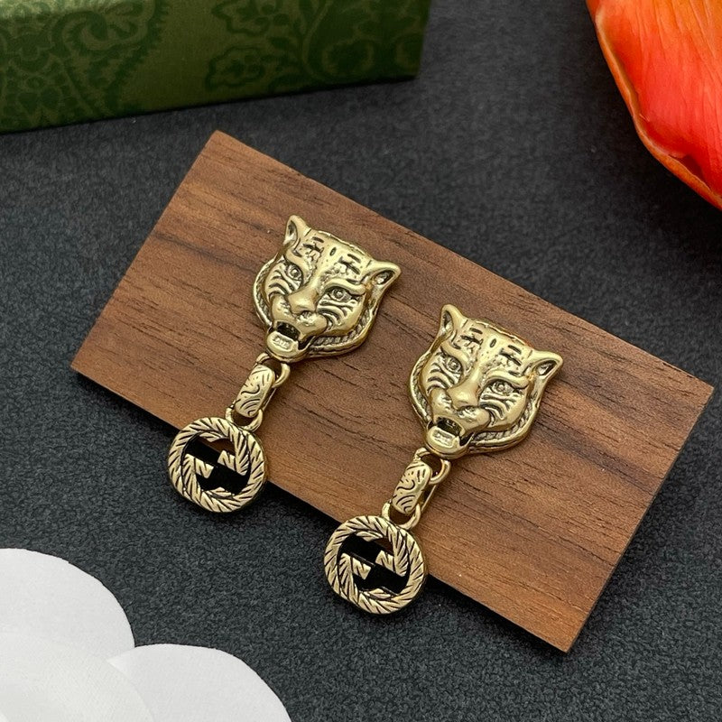 18K Gucci Tiger Drop Earrings