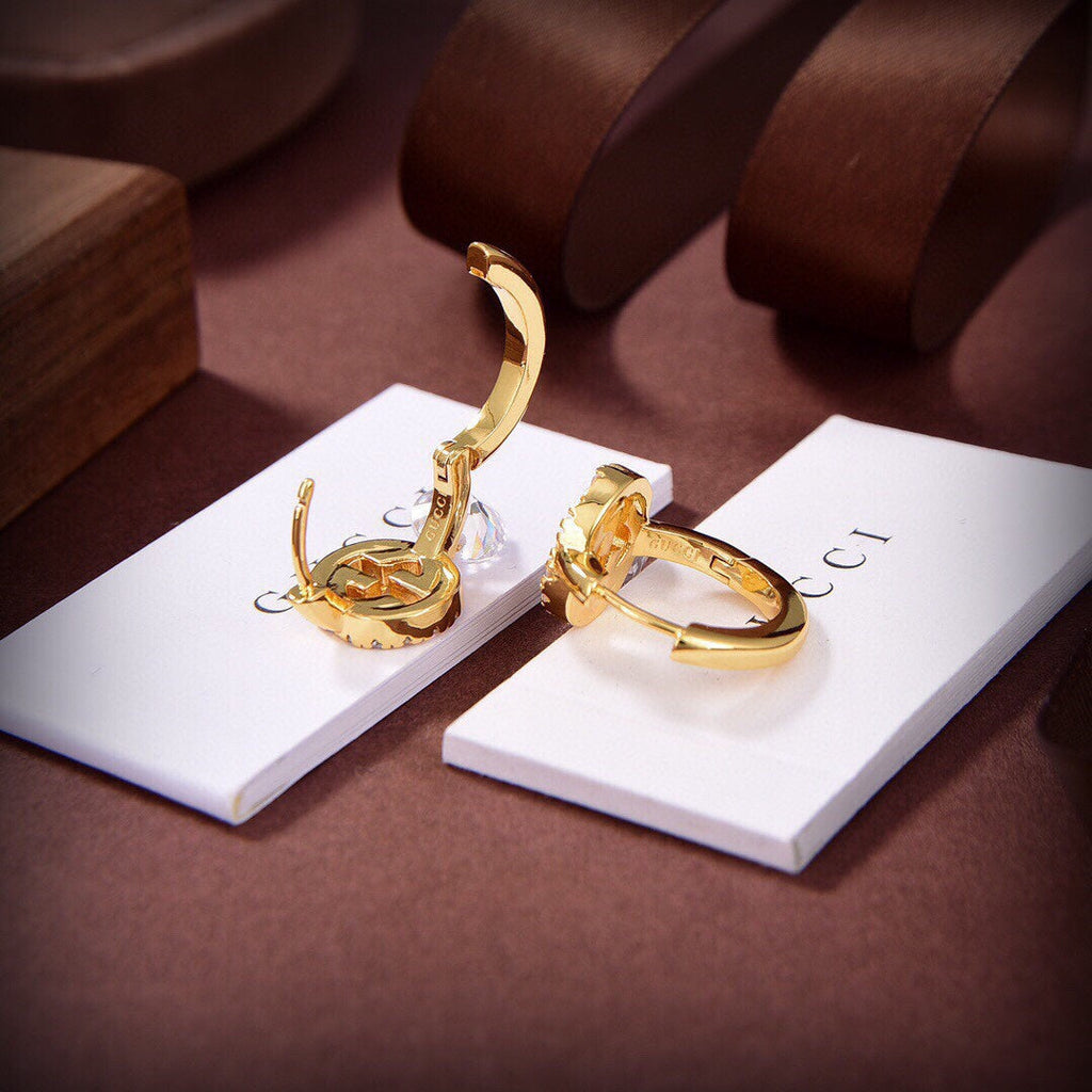 18K Gucci Interlocking G Diamond Earrings