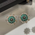 18K Chanel 26C Crystal Green Earrings