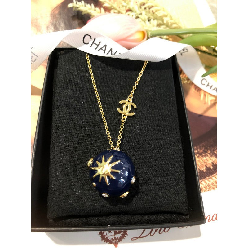 18K Chanel Blue Gold Ball Necklace
