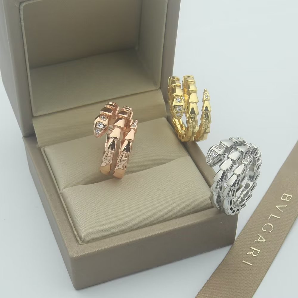 18K BVLGARI BV Serpenti Viper Demi Diamond Ring