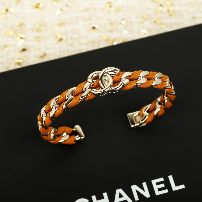 18K Chanel Color Leather Bracelet