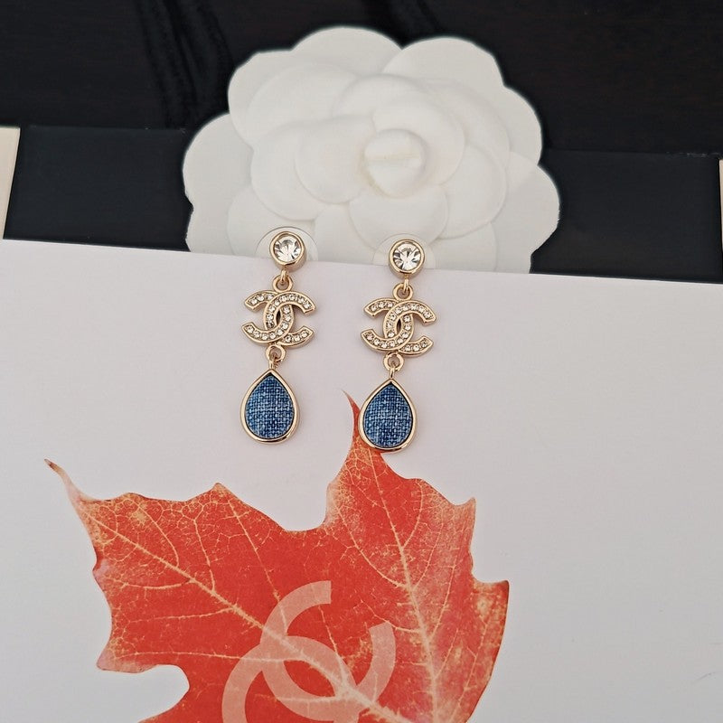 18K Chanel Blue Pendant Diamond Earrings