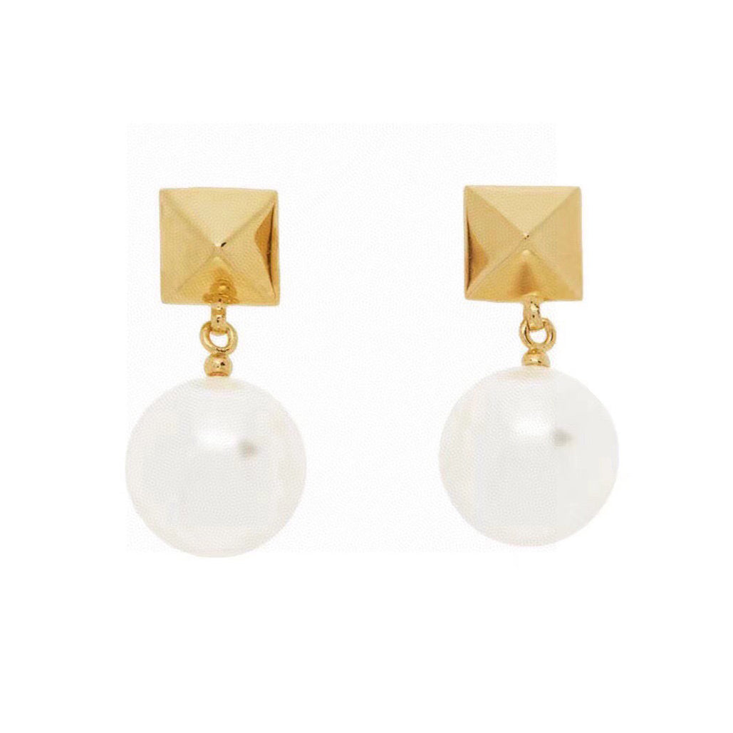 18K Valentino Vlogo Pearl Earrings