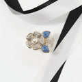 18K Chanel Camelia Blue Diamond Ring