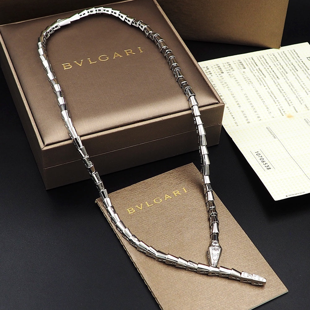 18K BVLGARI BV Serpenti Viper Demi-Pave Diamonds Necklace