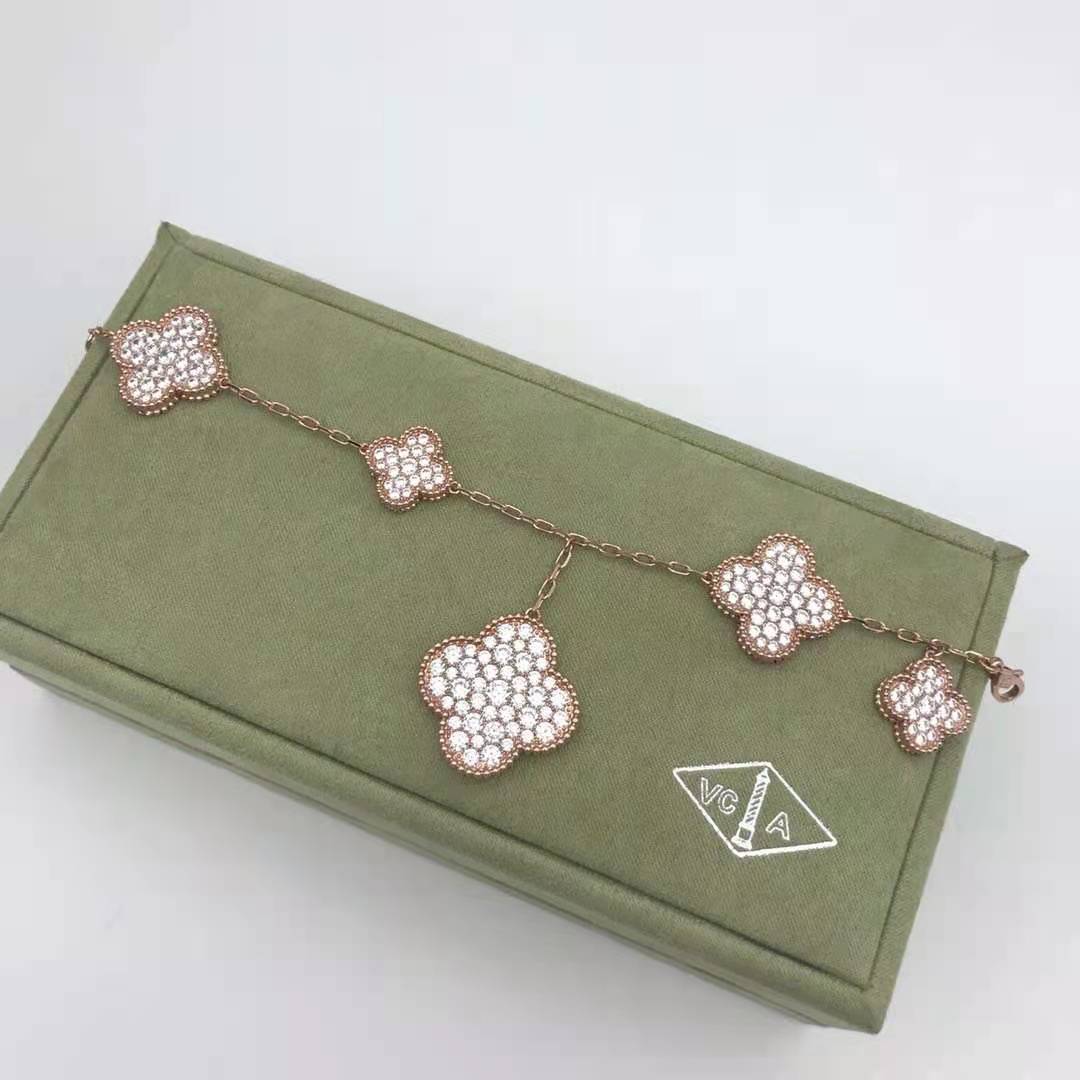 18K Van Cleef & Arpels Magic Alhambra Five Motifs Diamonds Bracelet