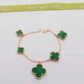 18K Van Cleef & Arpels Magic Alhambra Five Malachite Motifs Clover Bracelet