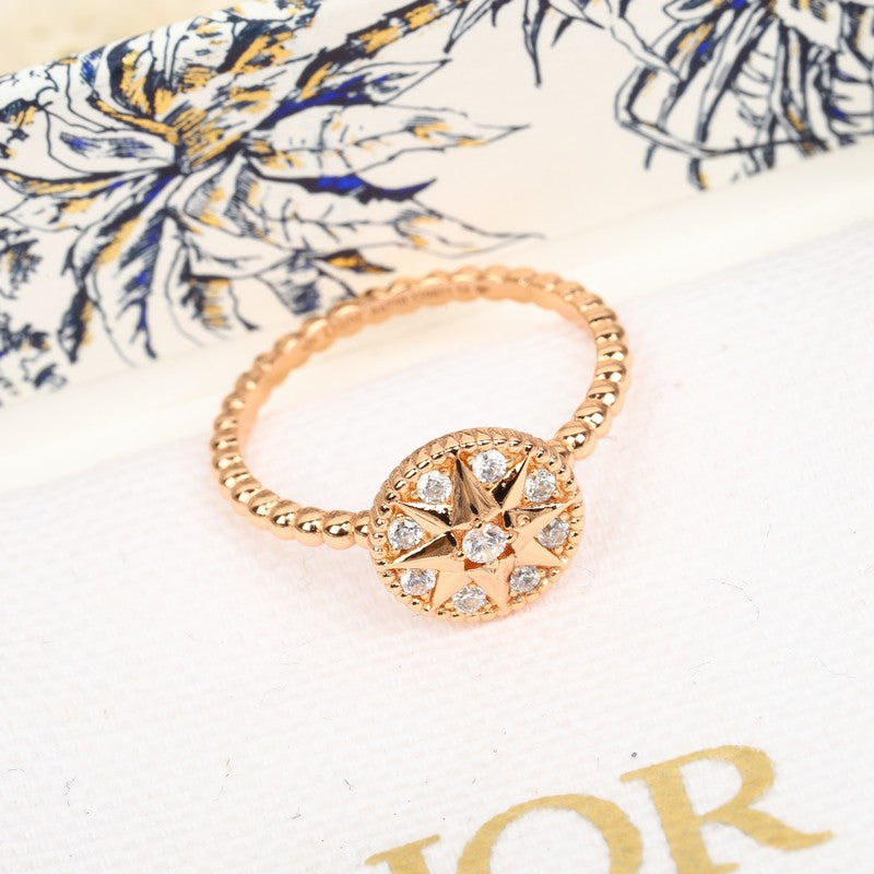 18K Dior Compass Diamond Gold Ring