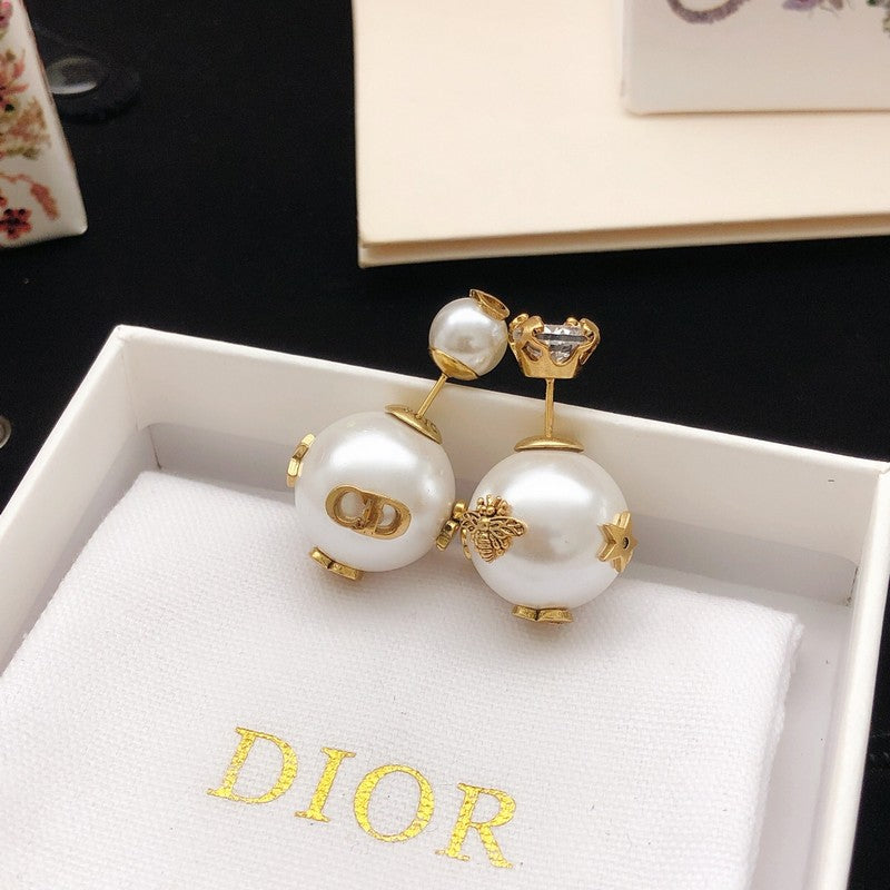 18K Dior Bee Pearl Earrings