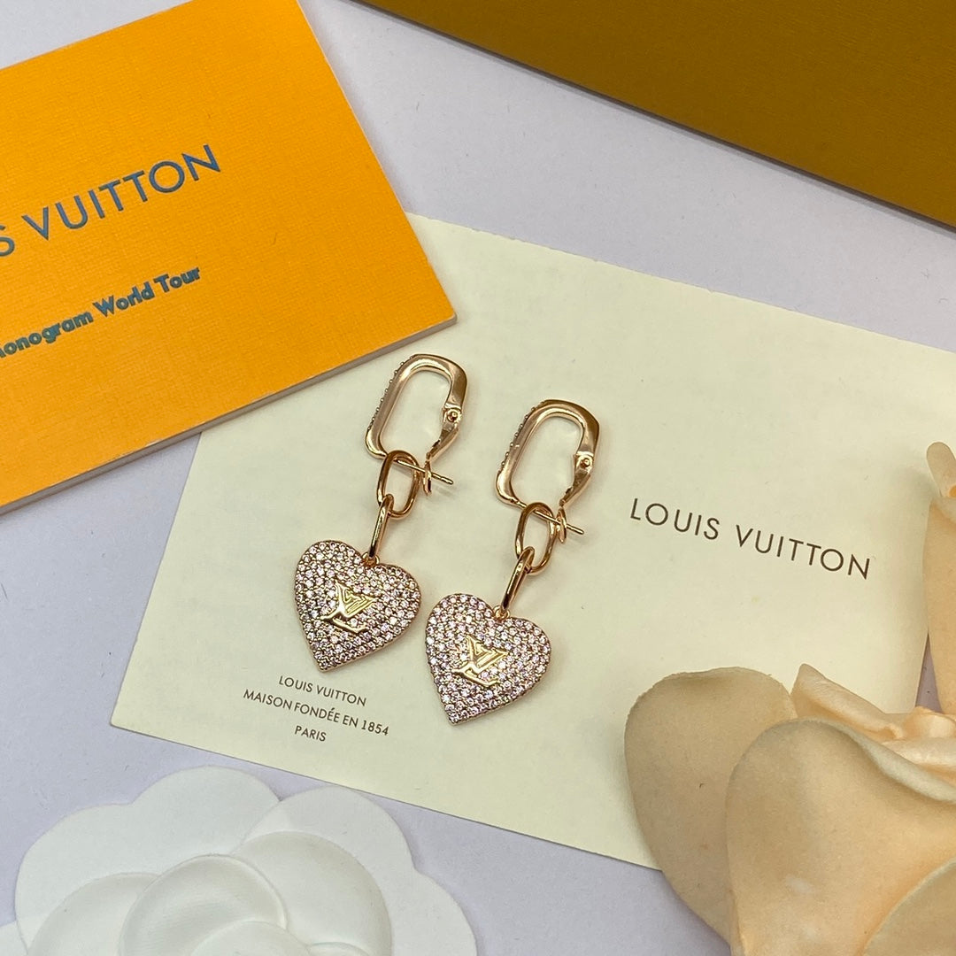 18K Louis Vuitton Diamond Heart Earrings
