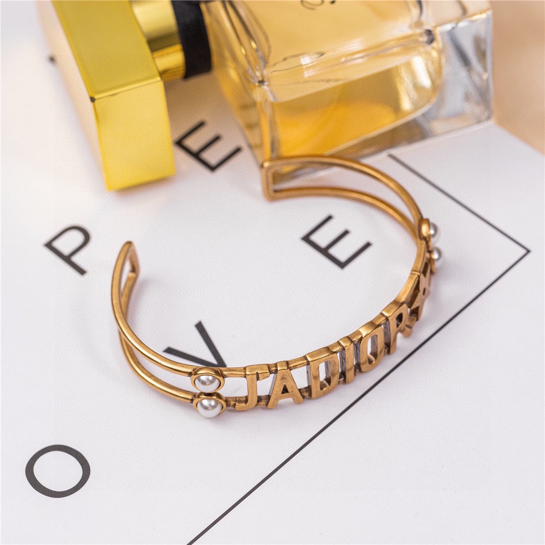 18K Dior J'Adior Pearls Open Cuff Bracelet