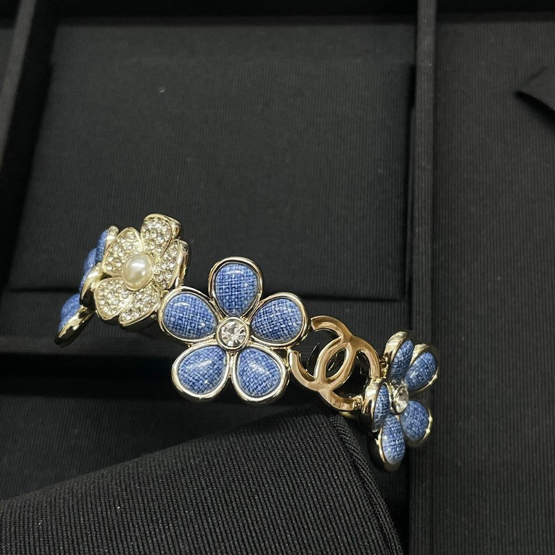 18K Chanel Blue Flower Diamond Cuff Bracelet