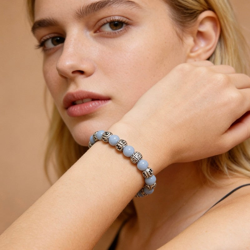 18K Gucci Anger Forest Light Blue Bead Chain Bracelet