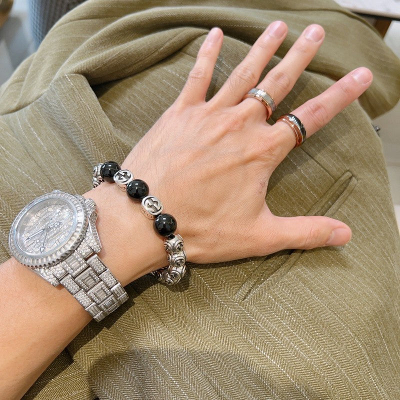 18K Gucci Anger Forest Black Bead Chain Bracelet