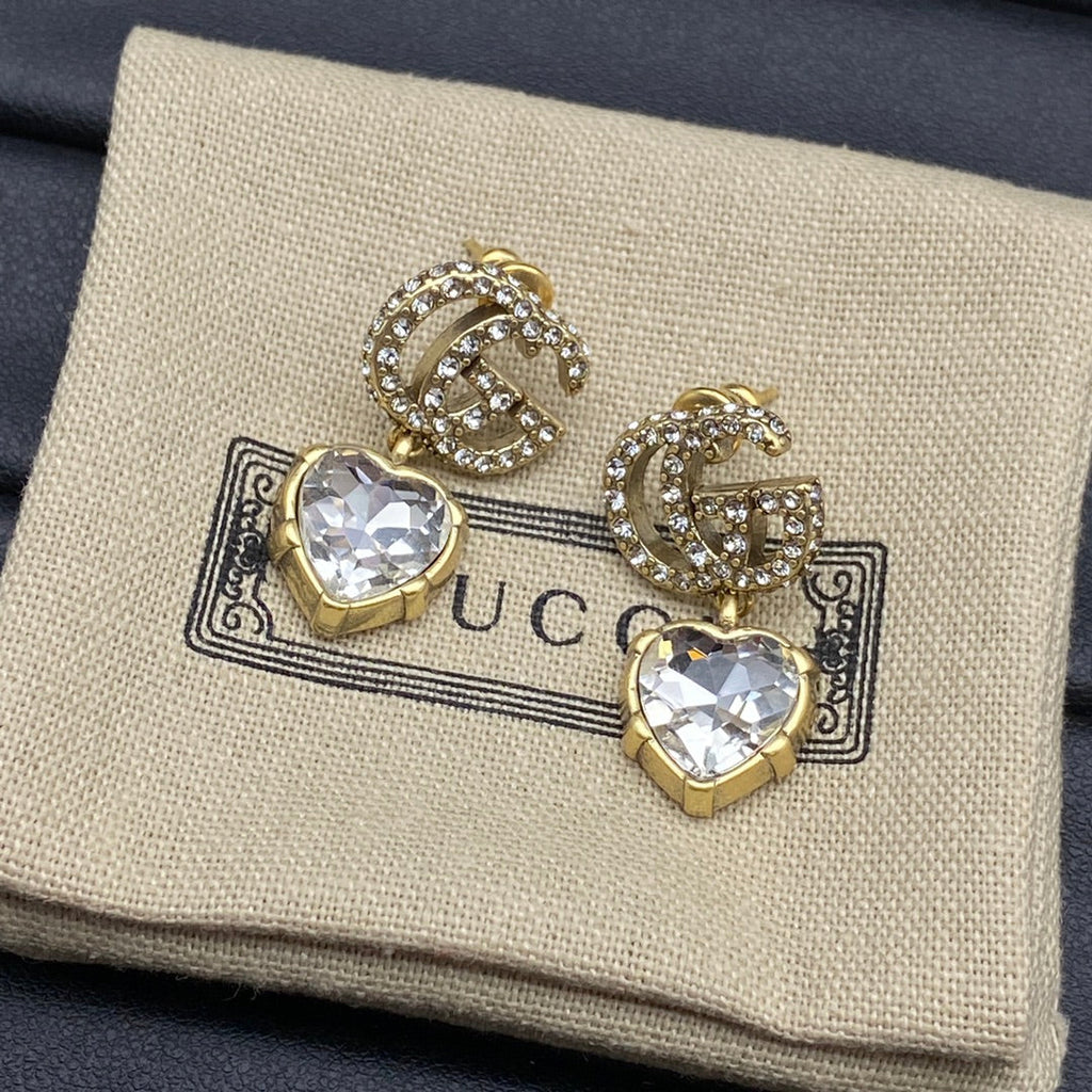18K Gucci Crystal Pendant Earrings