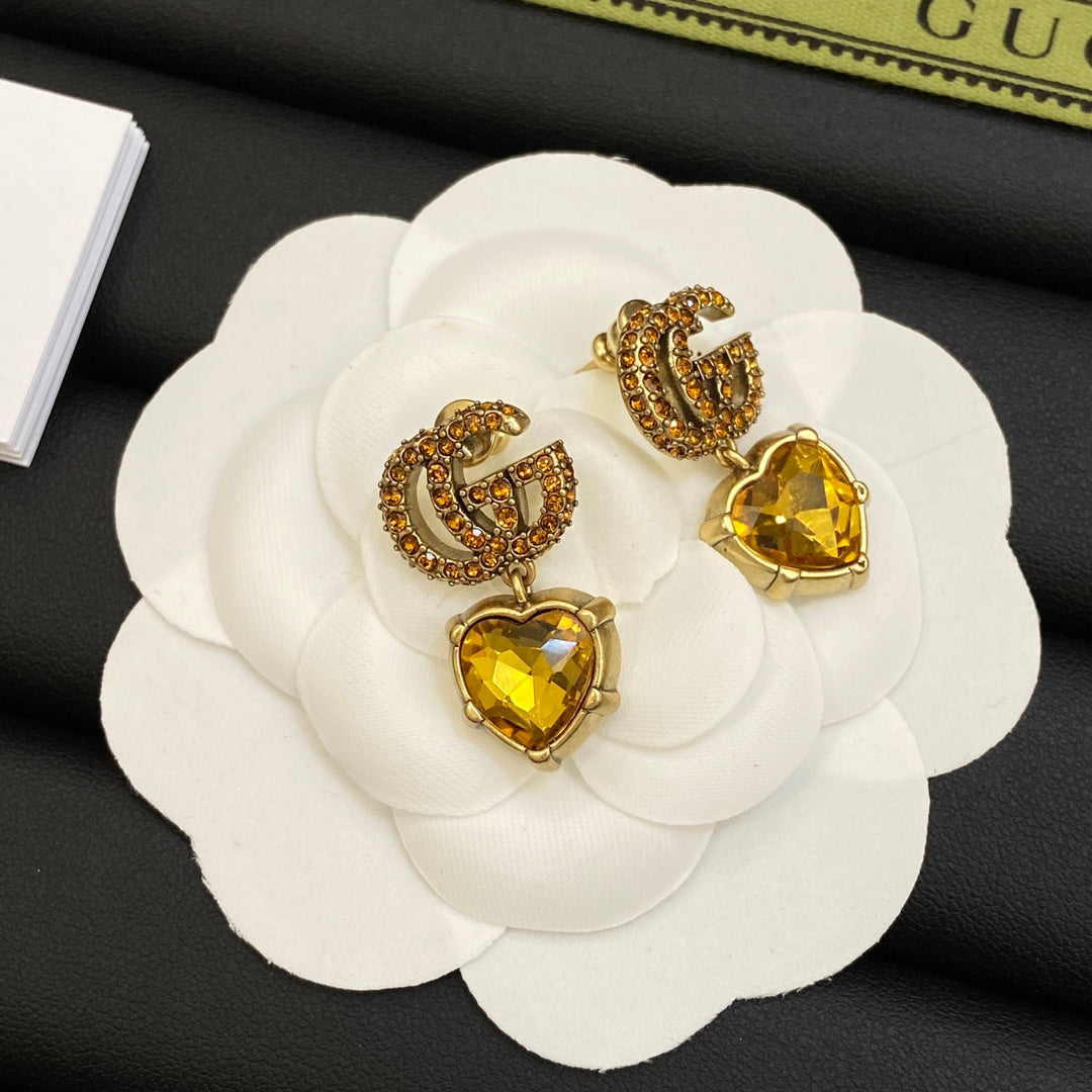 18K Gucci Yellow Crystal Earrings