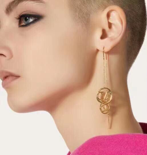 18K Valentino Vlogo Long Earrings