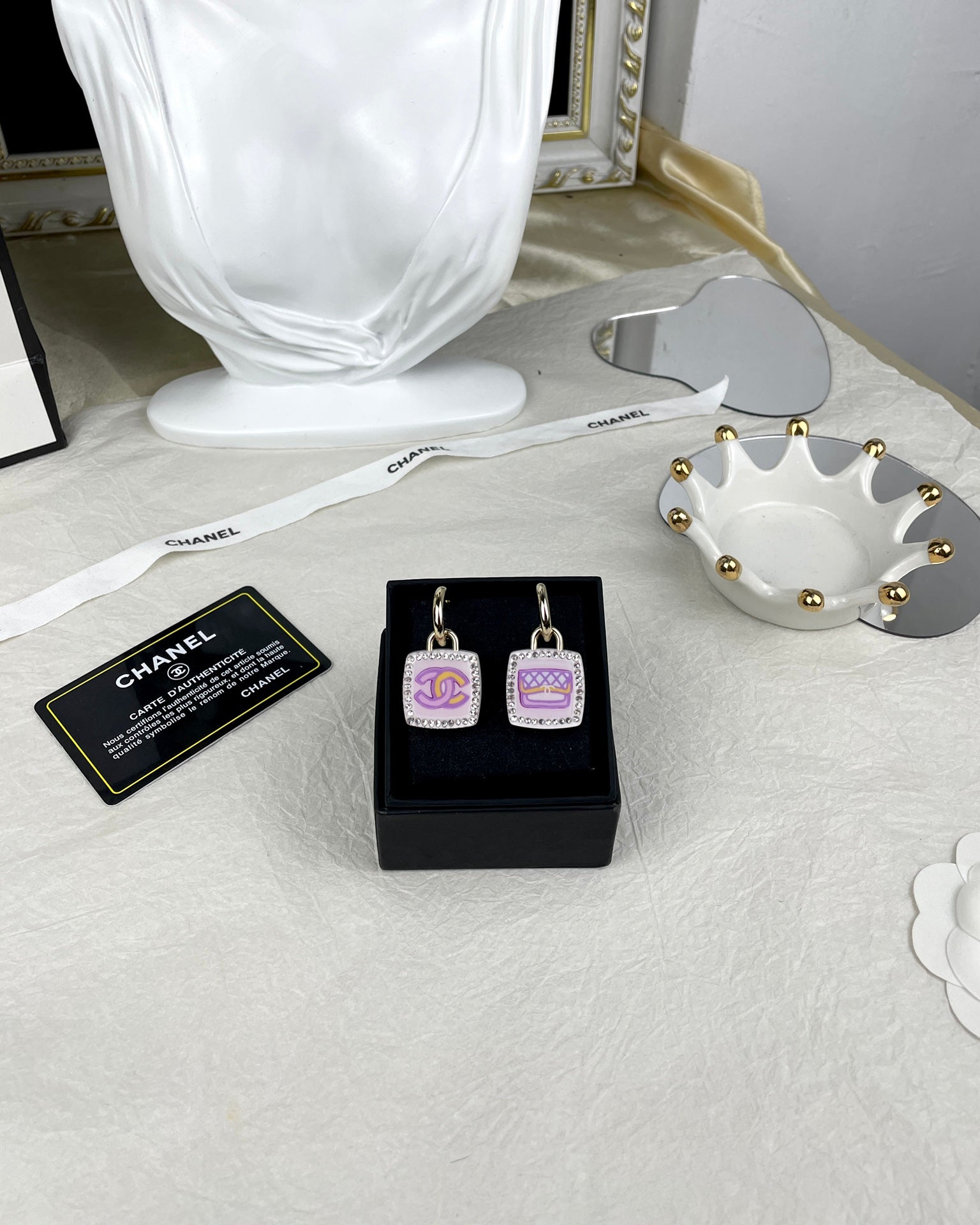 18K Chanel Pink Bottle Earrings