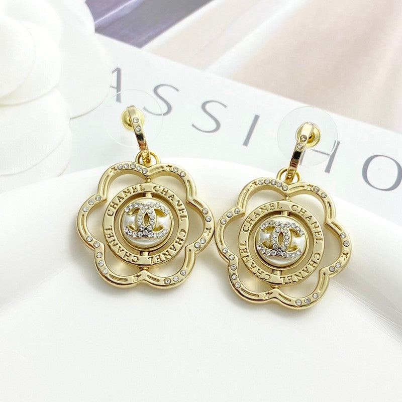 18K Chanel Camellia Gold Earrings