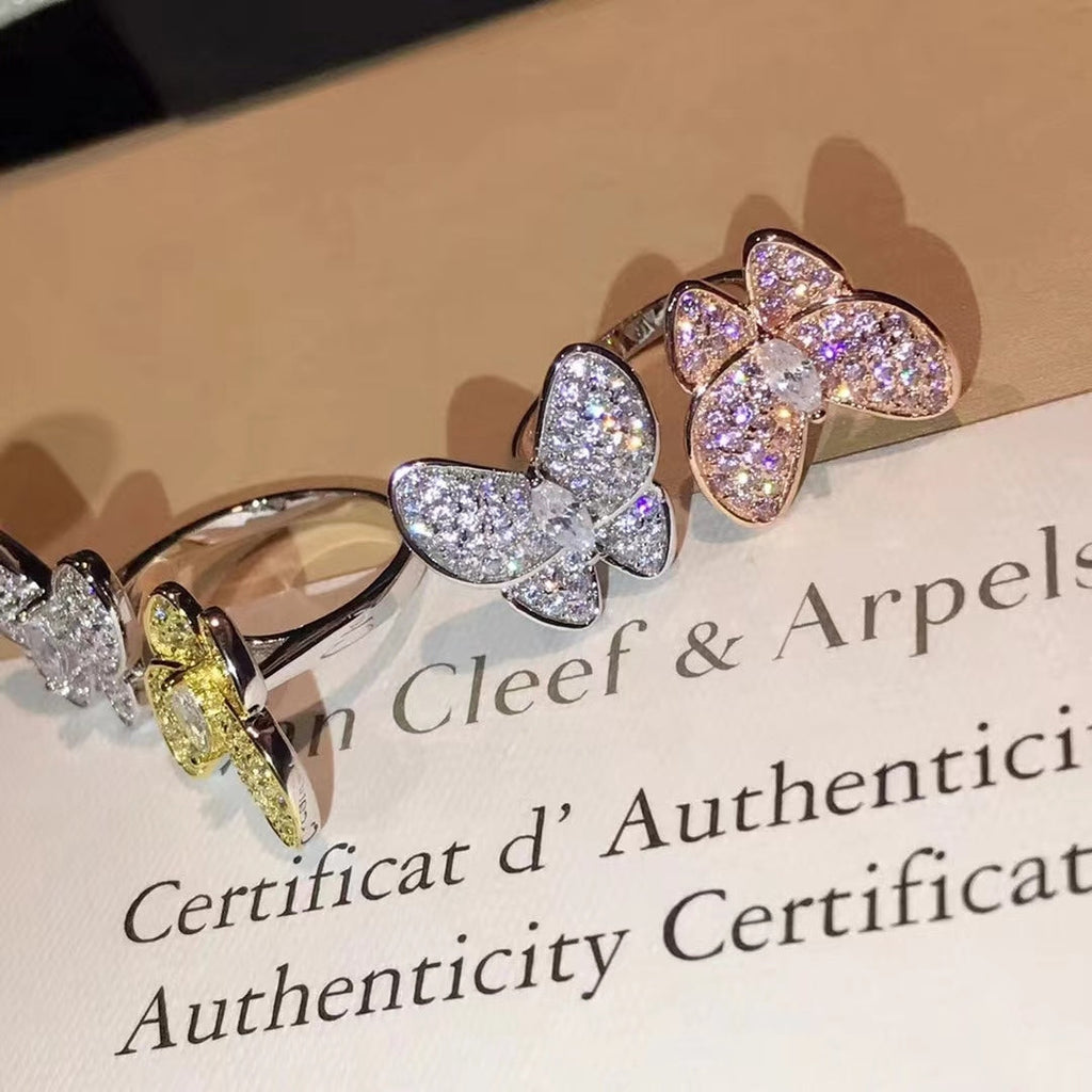 18K Van Cleef & Arpels Two Butterfly Between the Finger Ring