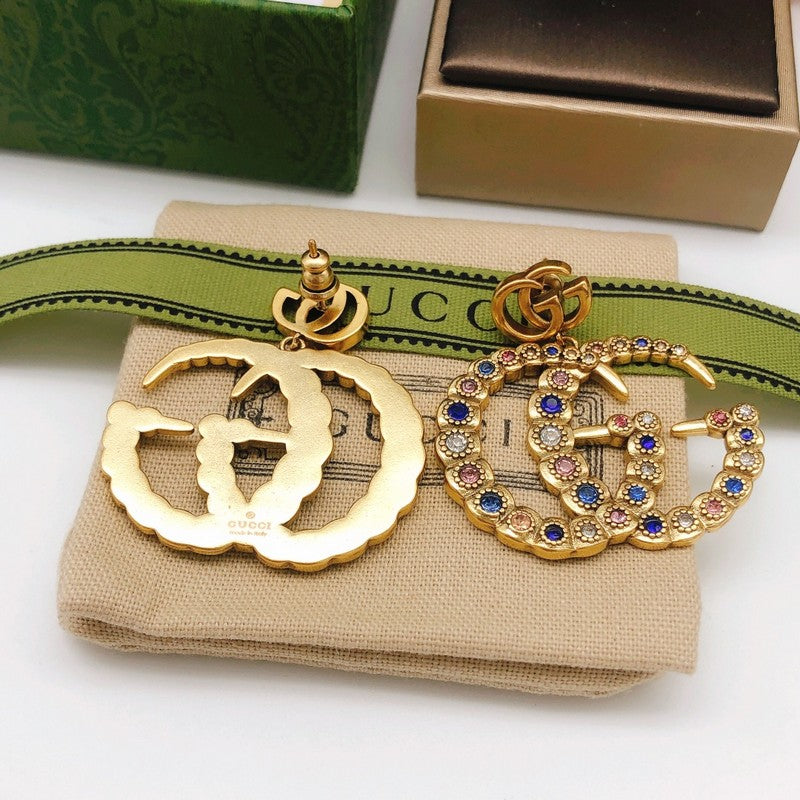 18K Gucci Big Crystal Gold Earrings