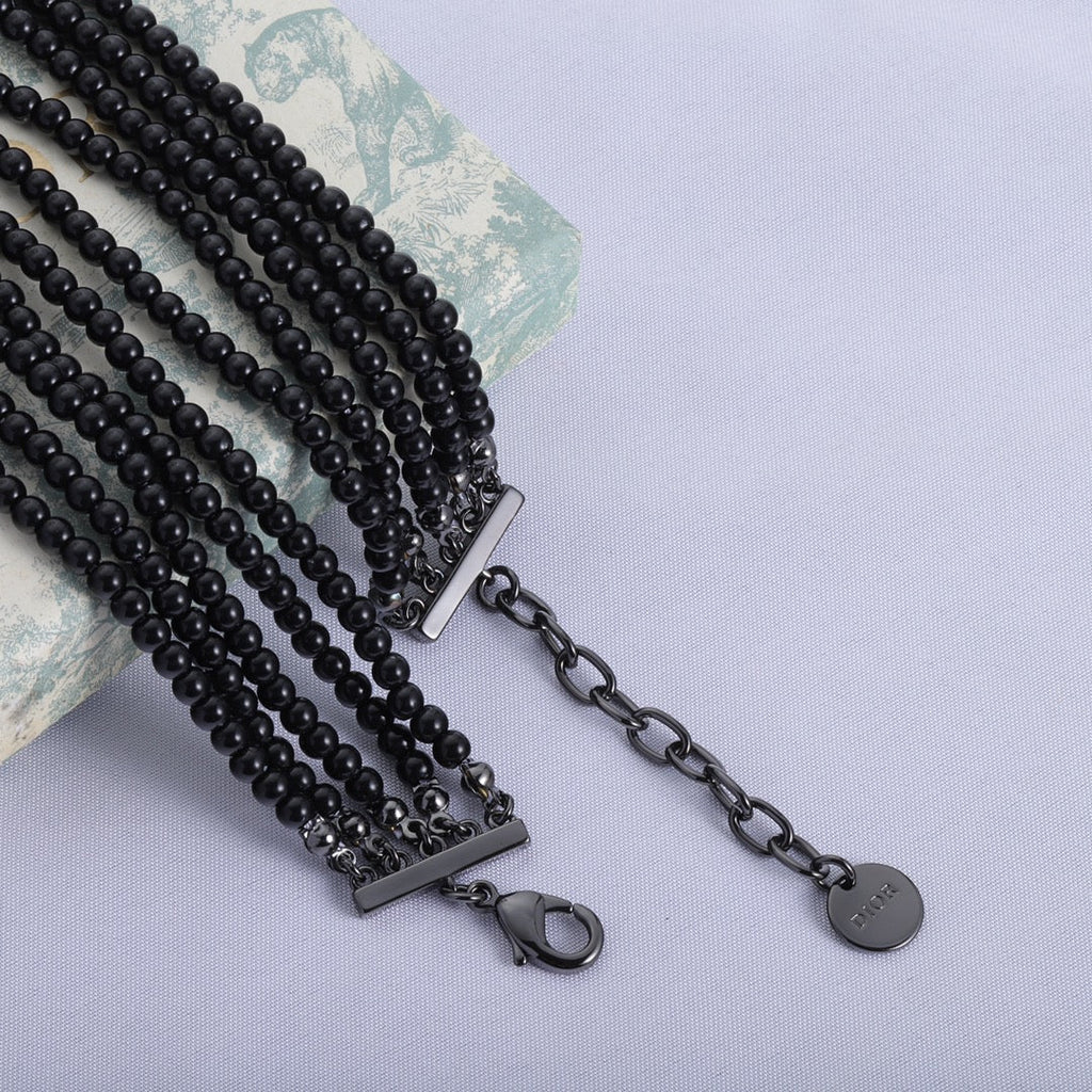 18K Dior Bee Black Pearls Bracelet