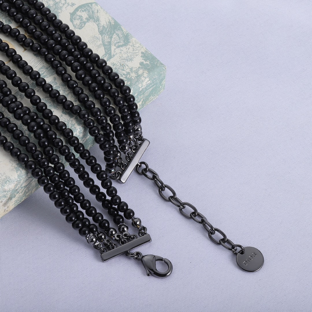 18K Dior Bee Black Pearls Bracelet