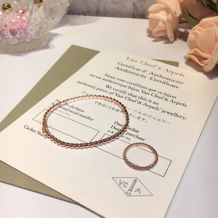 18K Van Cleef & Arpels Rose Gold Perlee Pearls Bracelet