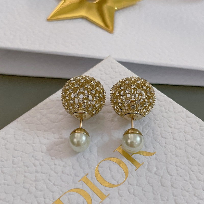18K Dior Tribales Diamond Ball Earrings