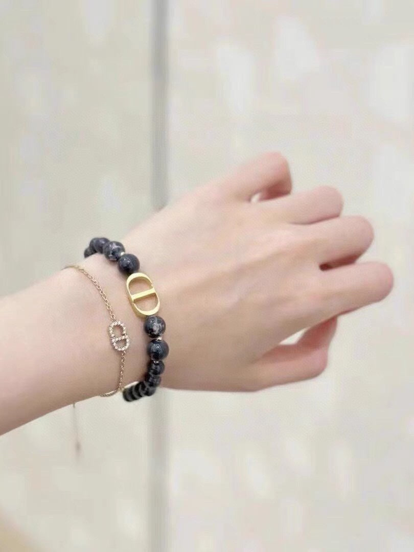 18K Dior 30 Montaigne Black Pearls Bracelet
